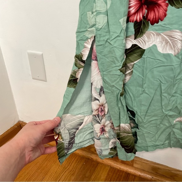 PARADISE BAY Plus Size Floral Bird of Paradise Long Dress Green Hawaiian Maxi - Picture 8 of 16